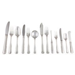 Complete Georg Jensen Old Danish/Dobbeltriflet Silverware Service