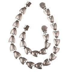 GEORG JENSEN Silver Art Deco Necklace & Bracelet Set 66