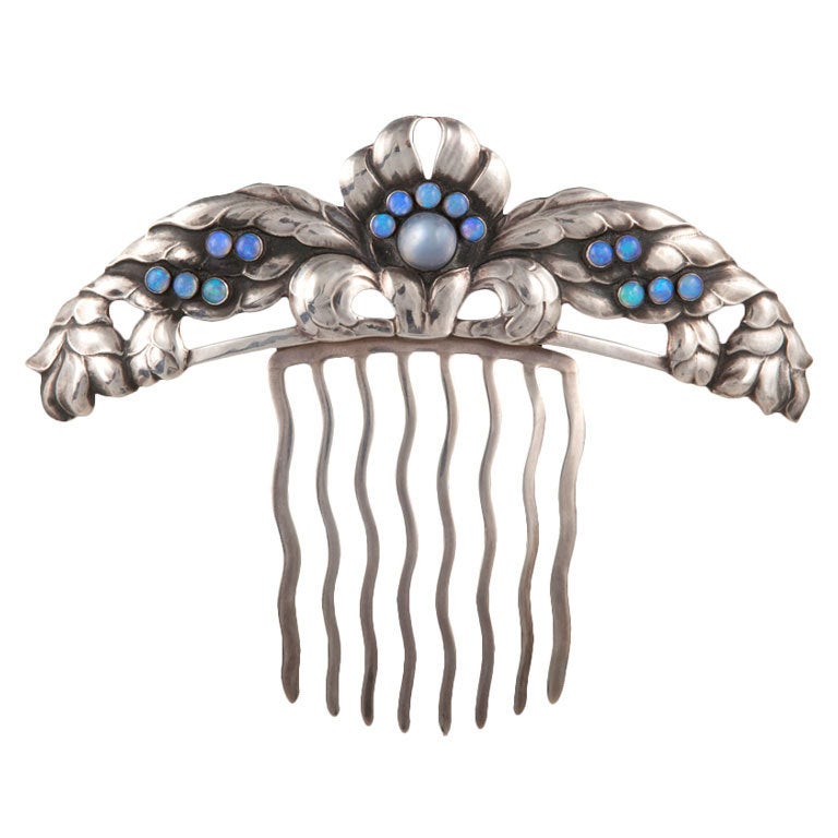 Museum Piece GEORG JENSEN Silver Hair Comb #45 For Sale