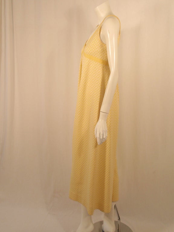 Rudi Gernreich Vintage Yellow & White Check Sleeveless Pantsuit In Excellent Condition For Sale In Los Angeles, CA