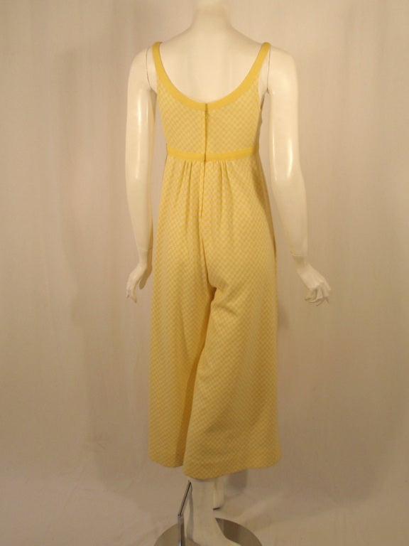 Women's Rudi Gernreich Vintage Yellow & White Check Sleeveless Pantsuit For Sale