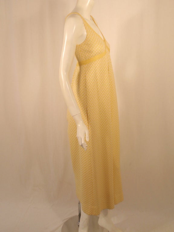 Rudi Gernreich Vintage Yellow & White Check Sleeveless Pantsuit For Sale 1
