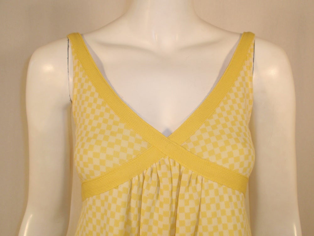 Rudi Gernreich Vintage Yellow & White Check Sleeveless Pantsuit For Sale 2
