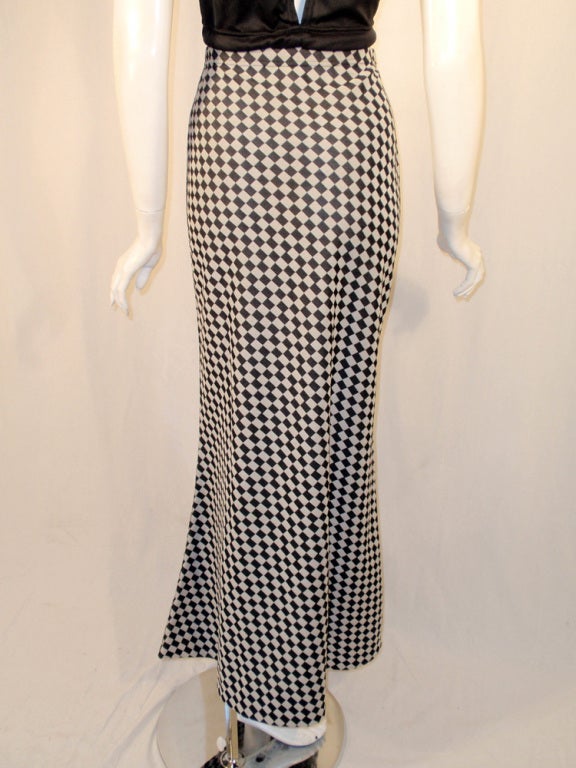 Rudi Gernreich 2 pc. Black & White Maxi Skirt & Black Halter Top For Sale 5