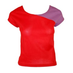 Rudi Gernreich Vintage Red & Purple Short Sleeve Knit Top