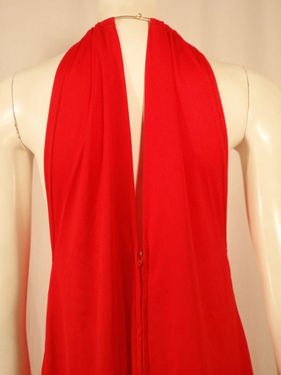 Rudi Gernreich Red Knit Halter Dress w/ Metal Neck Ring, Size 8 For Sale 2