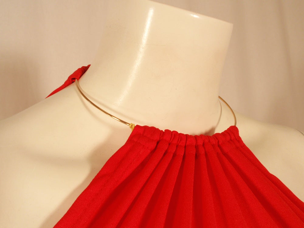 Rudi Gernreich Red Knit Halter Dress w/ Metal Neck Ring, Size 8 For Sale 3