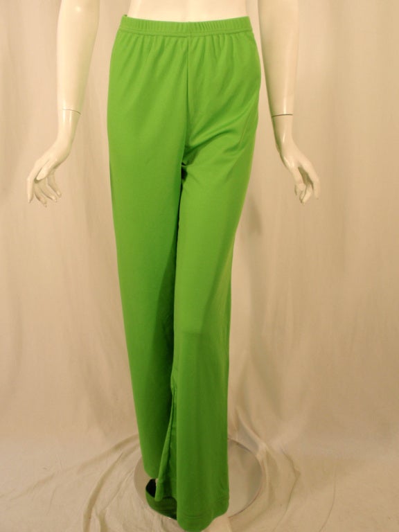 Rudi Gernreich 2 pc Green Jersey Knit Wrap Top & Wide Leg Pant For Sale 4