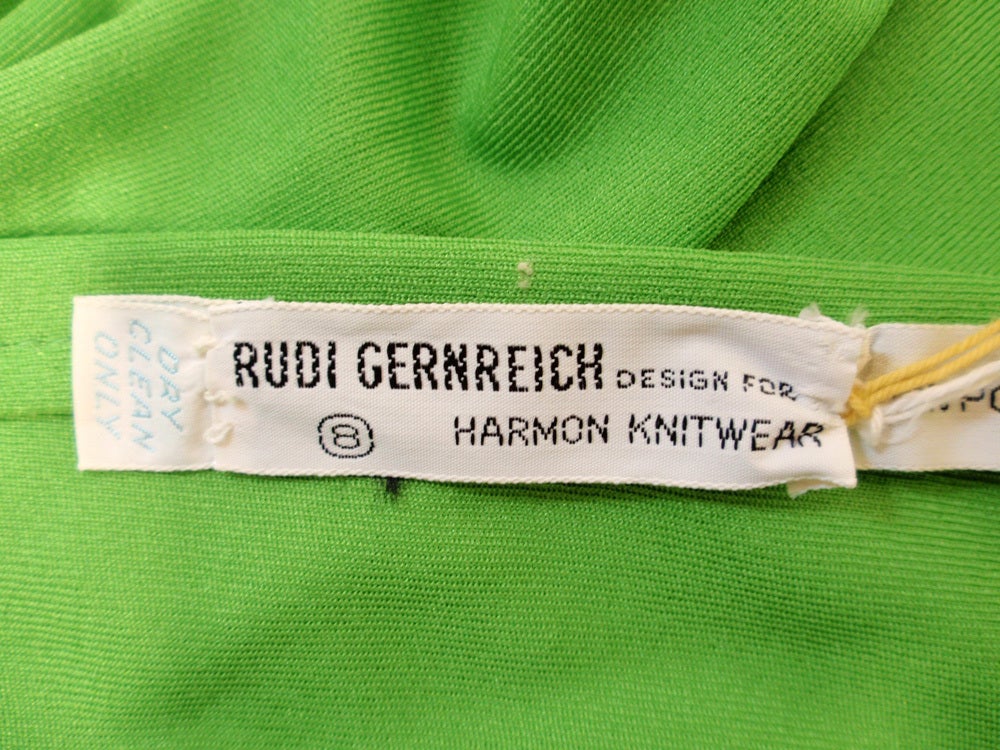 Rudi Gernreich 2 pc Green Jersey Knit Wrap Top & Wide Leg Pant For Sale 5