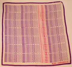 Rudi gernreich Pink, Purple, White Geo Print Silk Scarf