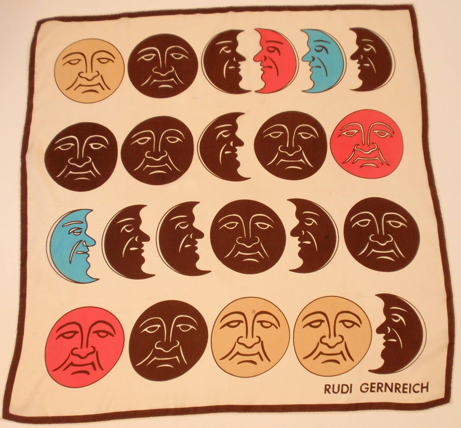 This is an authentic Rudi Gernreich Silk Scarf. It has a phases of the moon print in brown,pink and light blue. Hand rolled hem.

Measurements:

31