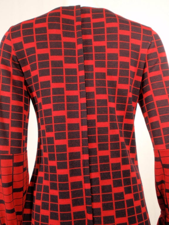 Rudi Gernreich Vintage Red & Navy Check Long Sleeve Dress 4