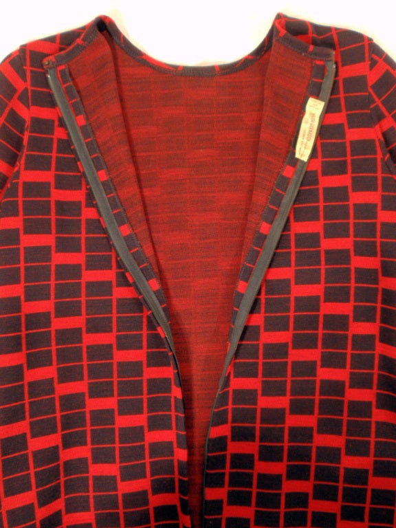 Rudi Gernreich Vintage Red & Navy Check Long Sleeve Dress 5