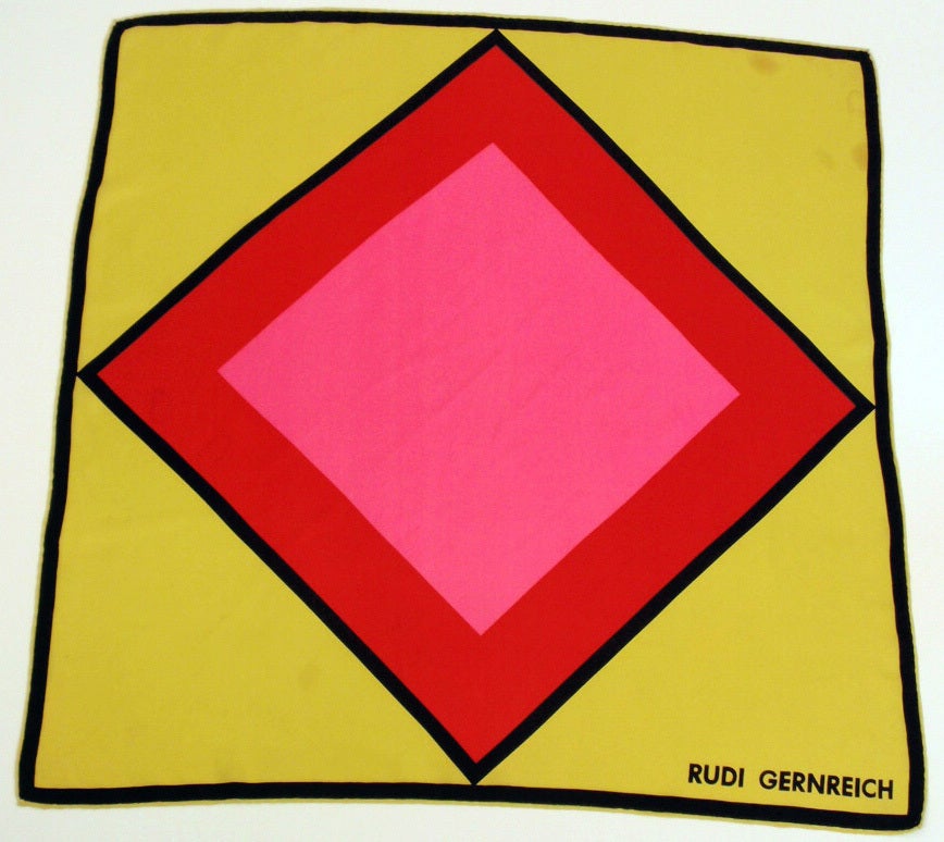 This is an authentic Rudi Gernreich Silk Scarf. It has a diamond geometric shape print. Hand rolled hem.

Measurements:

31