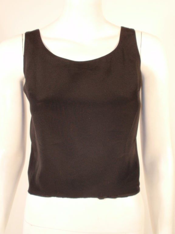 Rudi Gernreich Schwarzes ärmelloses Seiden-Tanktop Damen im Angebot