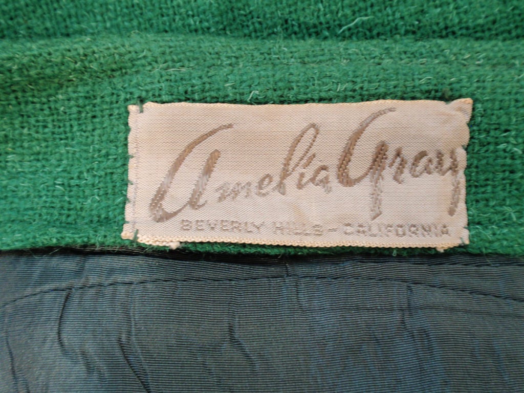 Blu Attribuita a Rudi Gernreich Gonna a matita in lana verde con piega a portafoglio in vendita