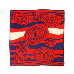 Rudi gernreich Red, White, Blue Silk Scarf w/ Circle Eye Pattern