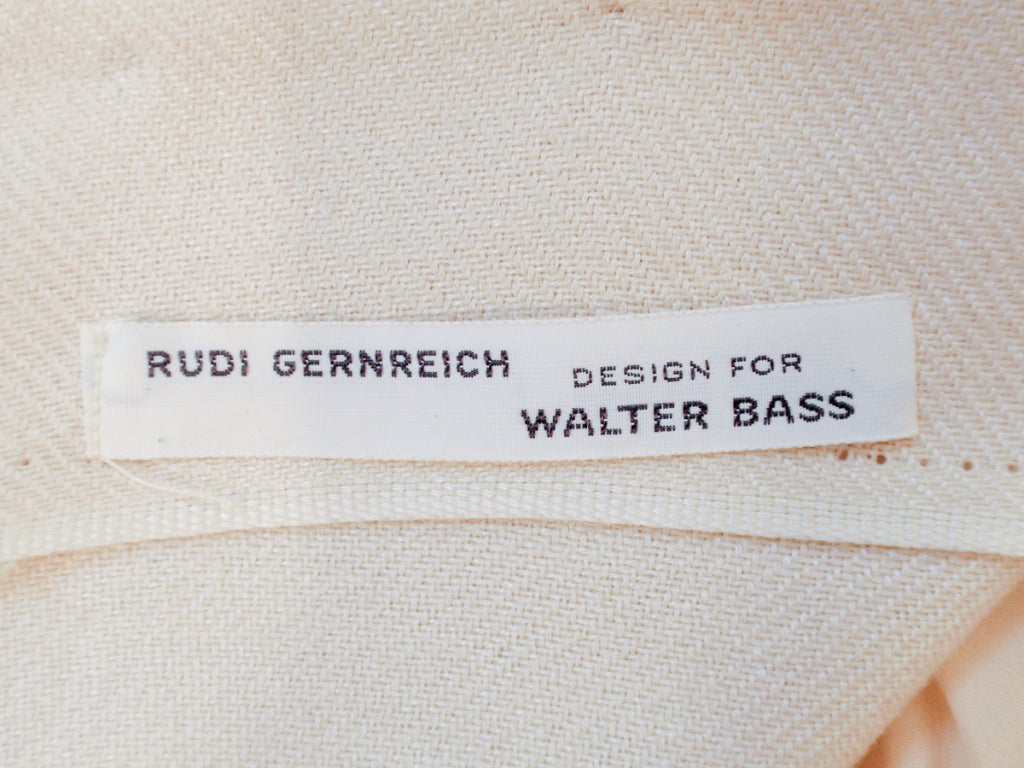 Rudi Gernreich für Walter Bass Cremefarbener gerader Rock aus Wolle mit Kordelzug an der Taille (Weiß) im Angebot