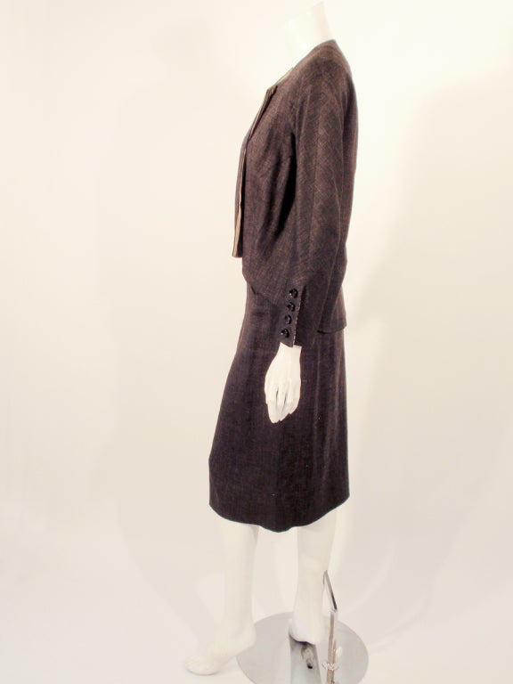 Black Rudi Gernreich attributed  2 Pc. Gray Skirt Suit w/ Stripe Lining For Sale