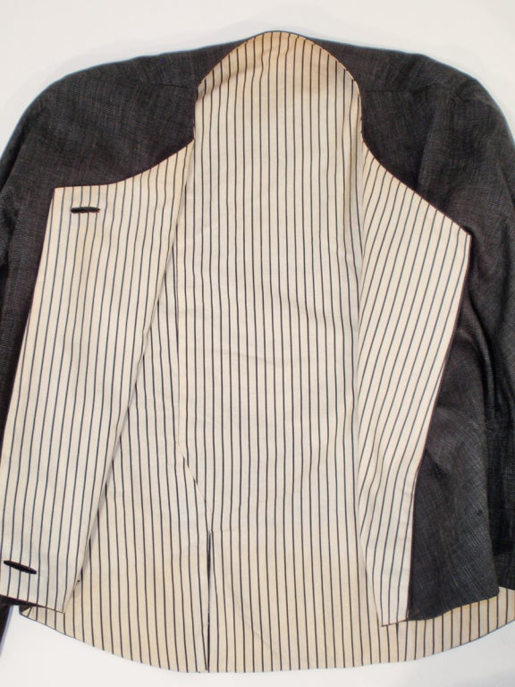 Rudi Gernreich attributed  2 Pc. Gray Skirt Suit w/ Stripe Lining For Sale 3