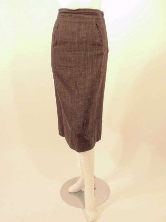 Rudi Gernreich attributed  2 Pc. Gray Skirt Suit w/ Stripe Lining For Sale 4