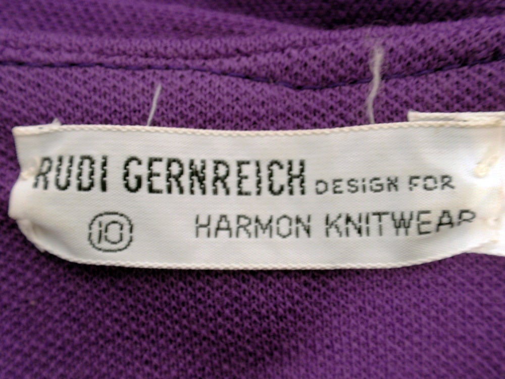 Rudi Gernreich Vintage Vestido de manga larga morado con cinturón de anudar Rosa en venta