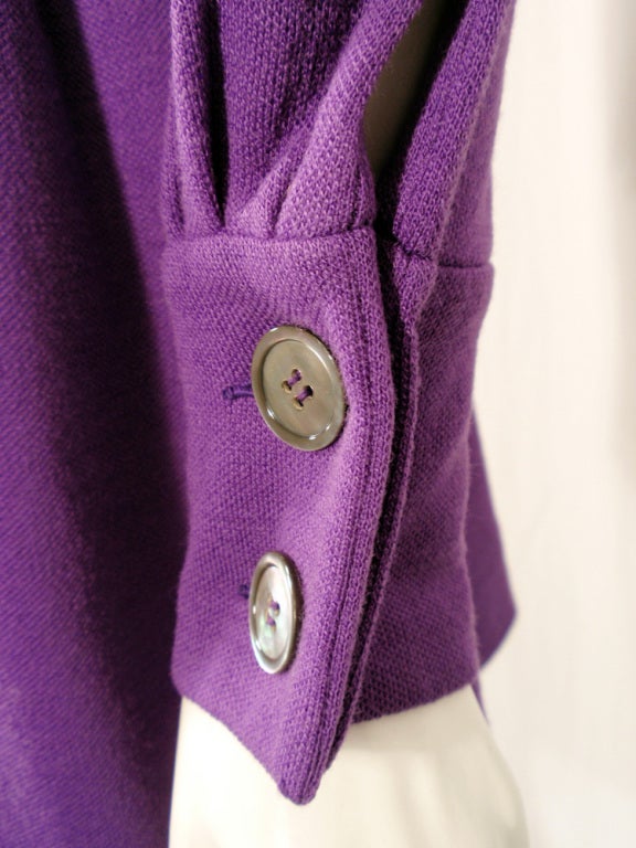 Rudi Gernreich Vintage Purple Lon Sleeve Mini Dress w/ Tie Belt For Sale 3