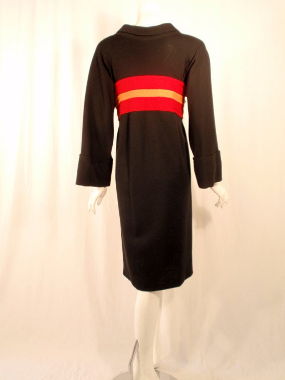 Rudi Gernreich Vintage Kabuki-Kleid aus schwarzer, roter und orangefarbener Wolle Damen im Angebot