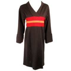 Rudi Gernreich Vintage Wool Black, Red, Orange Kabuki Dress 8