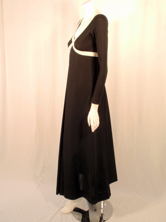 Women's Rudi Gernreich Vintage Black & White L/S Maxi Dress For Sale