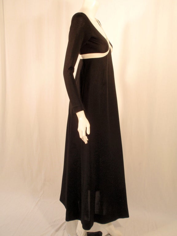 Rudi Gernreich Vintage Black & White L/S Maxi Dress For Sale 2