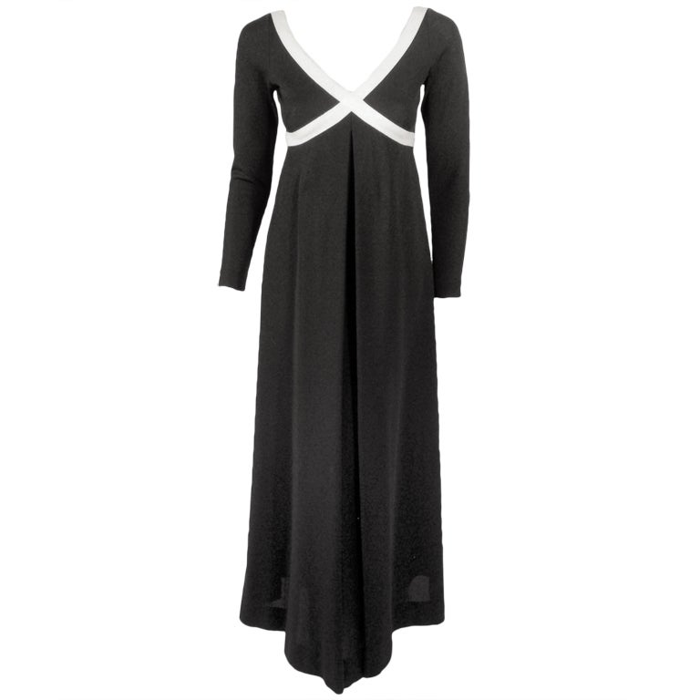 Rudi Gernreich Vintage Black & White L/S Maxi Dress For Sale