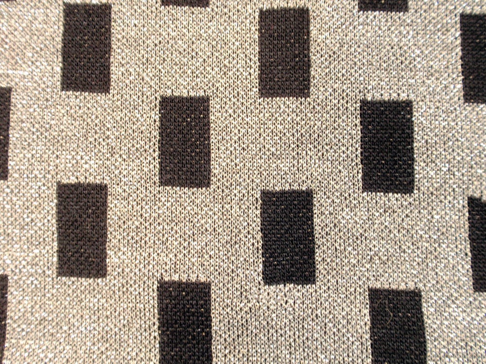 Rudi Gernreich - Gonna a fessura in maglia a scacchi in lurex vintage nera e argento in vendita 1