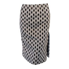 Rudi Gernreich Vintage Black, Silver Lurex Checkered Knit Slit Skirt 5