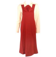 Rudi Gernreich Knit Dress, Black 
Red Checks w/ Cream Sleeves