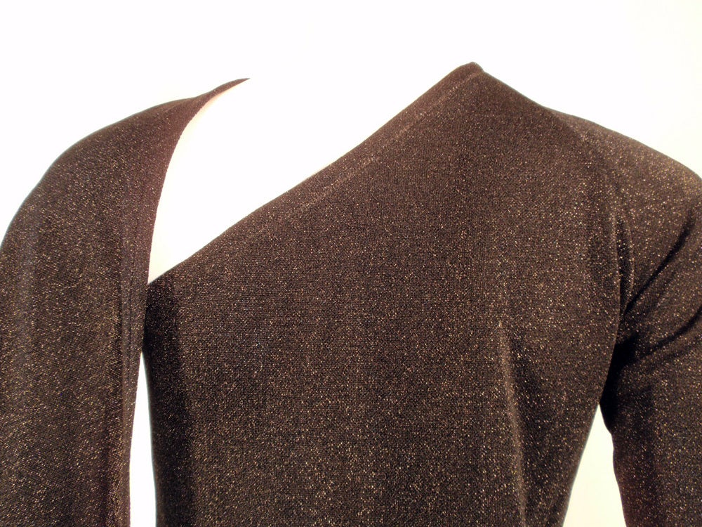 Rudi Gernreich Langes schwarzes Lurex-Strickkleid mit einer Schulter und Drapierung im Angebot 5
