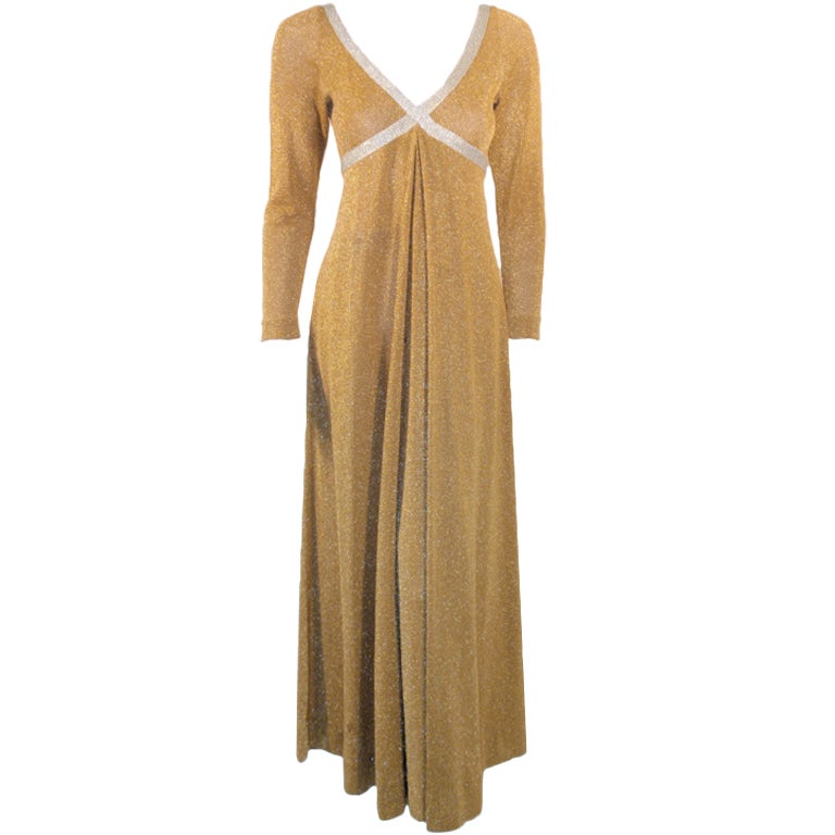 Rudi Gernreich Vintage Gold & Silver Lurex Knit Maxi Dress
