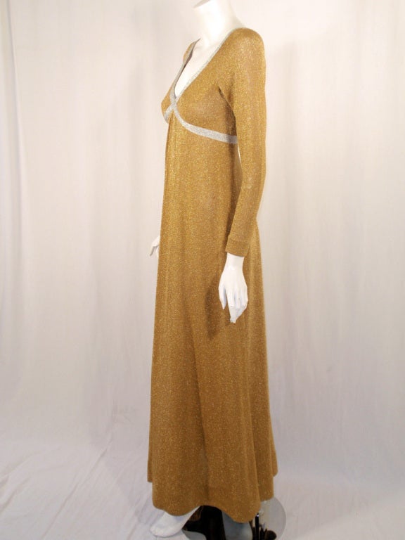 Rudi Gernreich Vintage Gold and Silver Lurex Knit Maxi Dress For Sale ...