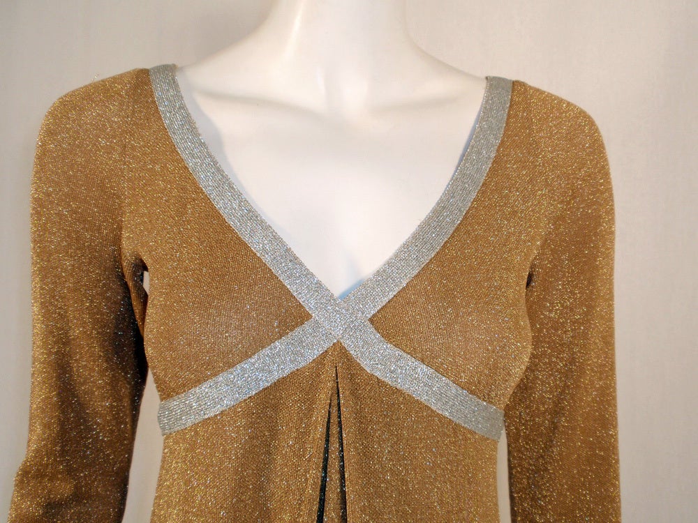 Rudi Gernreich Vintage Gold & Silver Lurex Knit Maxi Dress In Excellent Condition For Sale In Los Angeles, CA