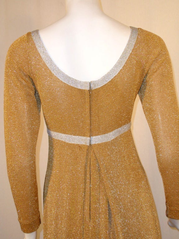 Women's Rudi Gernreich Vintage Gold & Silver Lurex Knit Maxi Dress For Sale