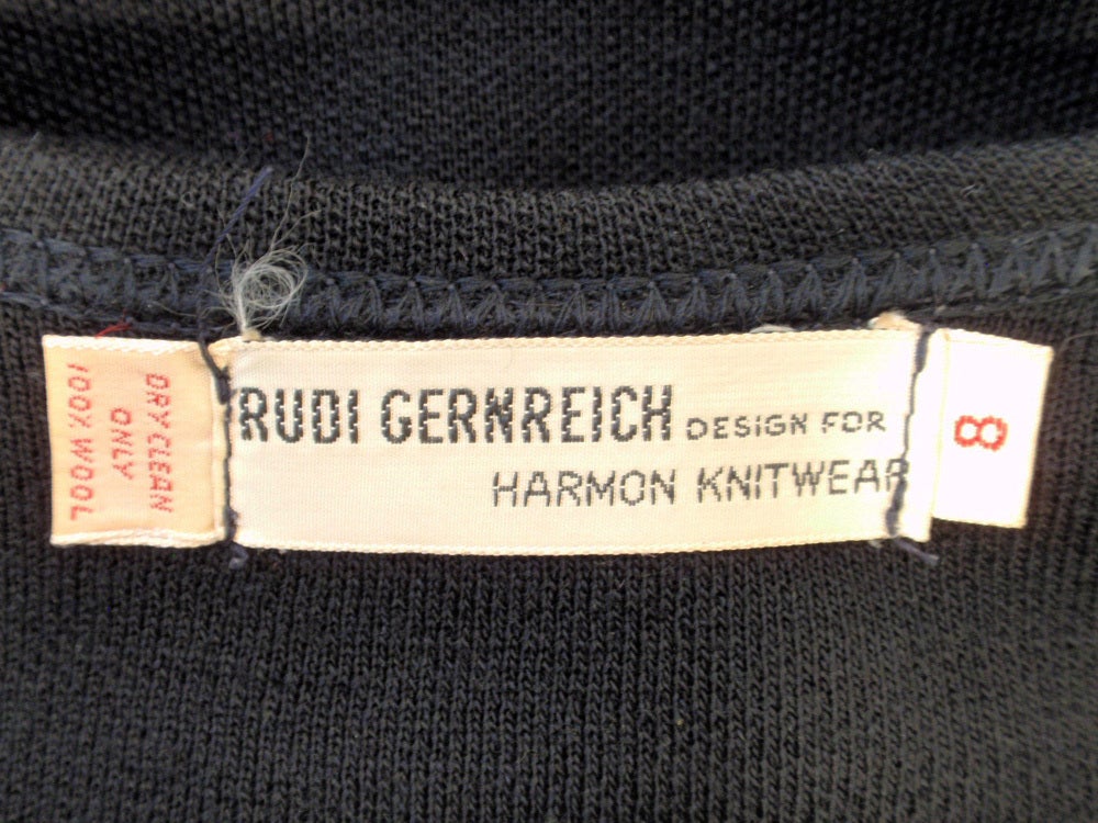 Rudi Gernreich Long Sleeve Black Knit Dress w/ Abalone Buttons For Sale ...