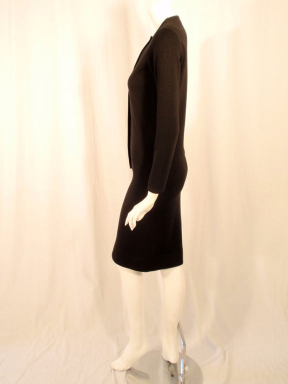 Rudi Gernreich Long Sleeve Black Knit Dress w/ Abalone Buttons In Excellent Condition For Sale In Los Angeles, CA