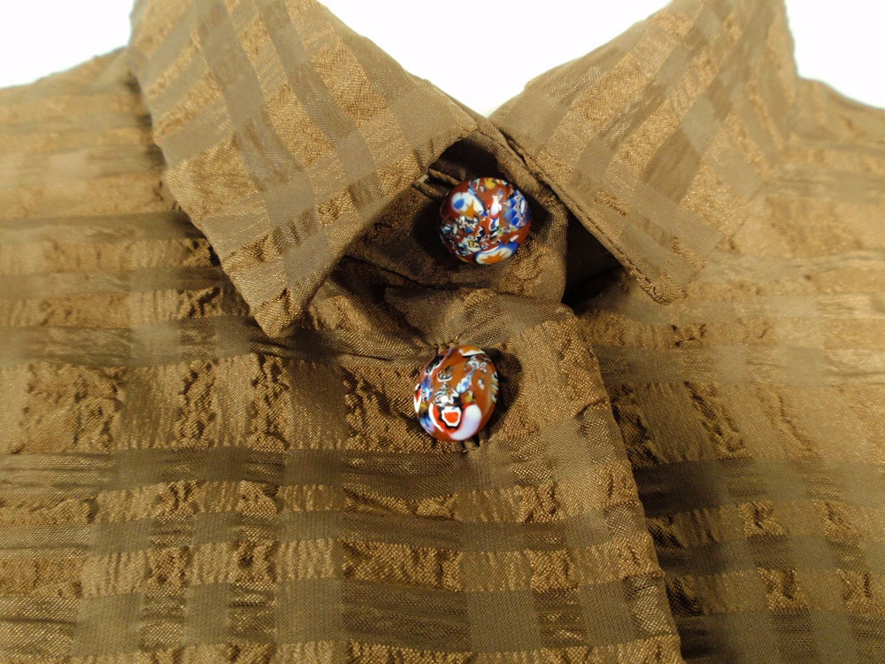 Rudi Gernreich Vintage Brown Silk Dress w/ Belt, Glass Buttons For Sale 4