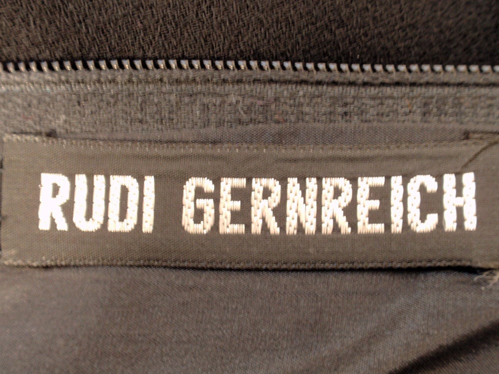 Rudi Gernreich für I.Magnin and Co. Schwarzes langärmeliges Kleid aus Wolle in Vintage im Zustand „Hervorragend“ im Angebot in Los Angeles, CA