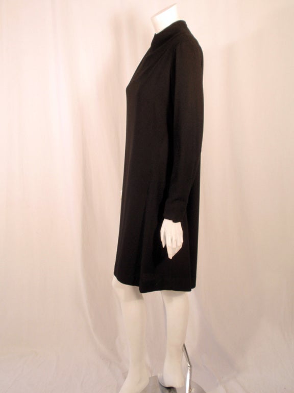 Rudi Gernreich für I.Magnin and Co. Schwarzes langärmeliges Kleid aus Wolle in Vintage Damen im Angebot