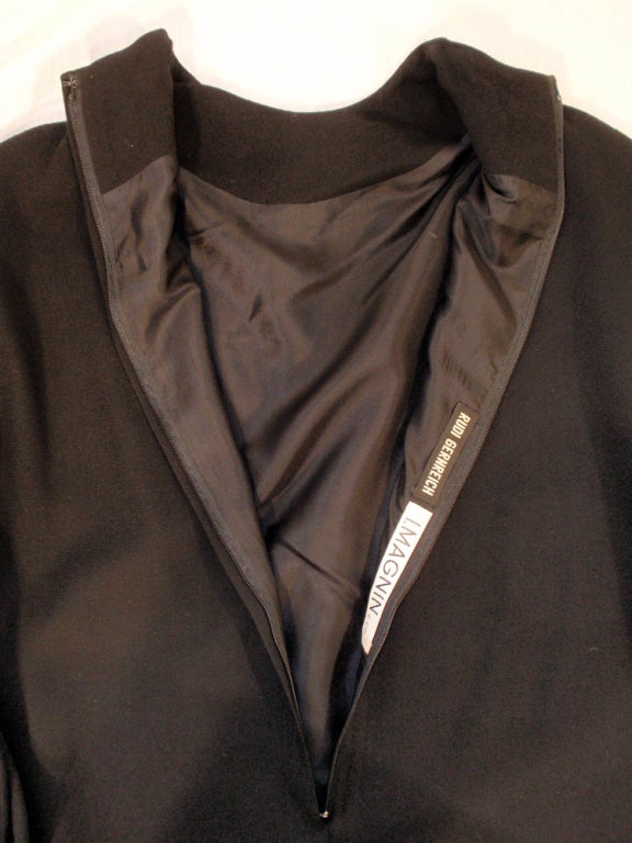 Rudi Gernreich For I.Magnin and Co. Vintage Black Long Sleeve Wool Dress For Sale 2
