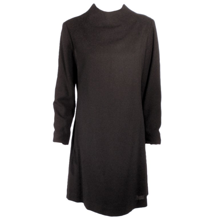 Rudi Gernreich For I.Magnin and Co. Vintage Black Long Sleeve Wool Dress For Sale