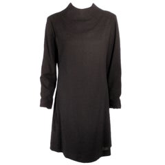 Rudi Gernreich Para I. Magnin and Co. Vestido vintage negro de lana de manga larga