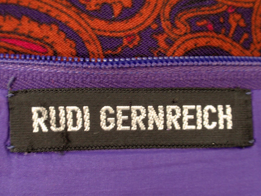 Red Rudi Gernreich Vintage Paisley Print L/S Sheath Dress For Sale