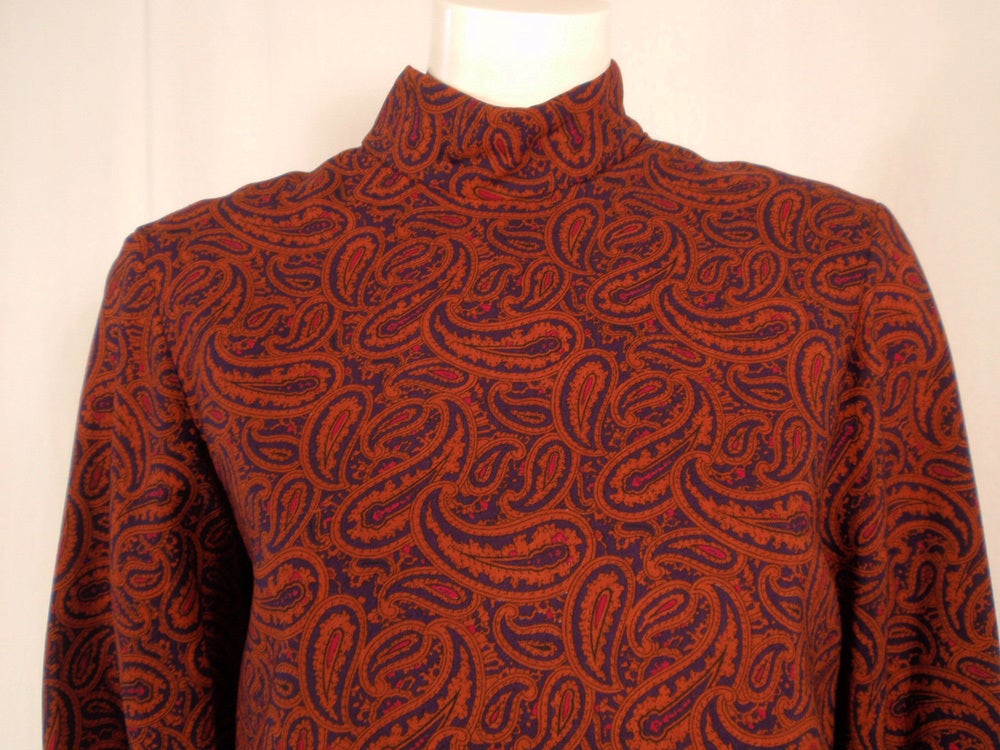 Rudi Gernreich Vintage Paisley Print L/S Sheath Dress For Sale 2